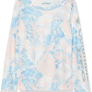 Columbia Pastel Blue and Pink Leaf Long Sleeve Top - Super Tidal